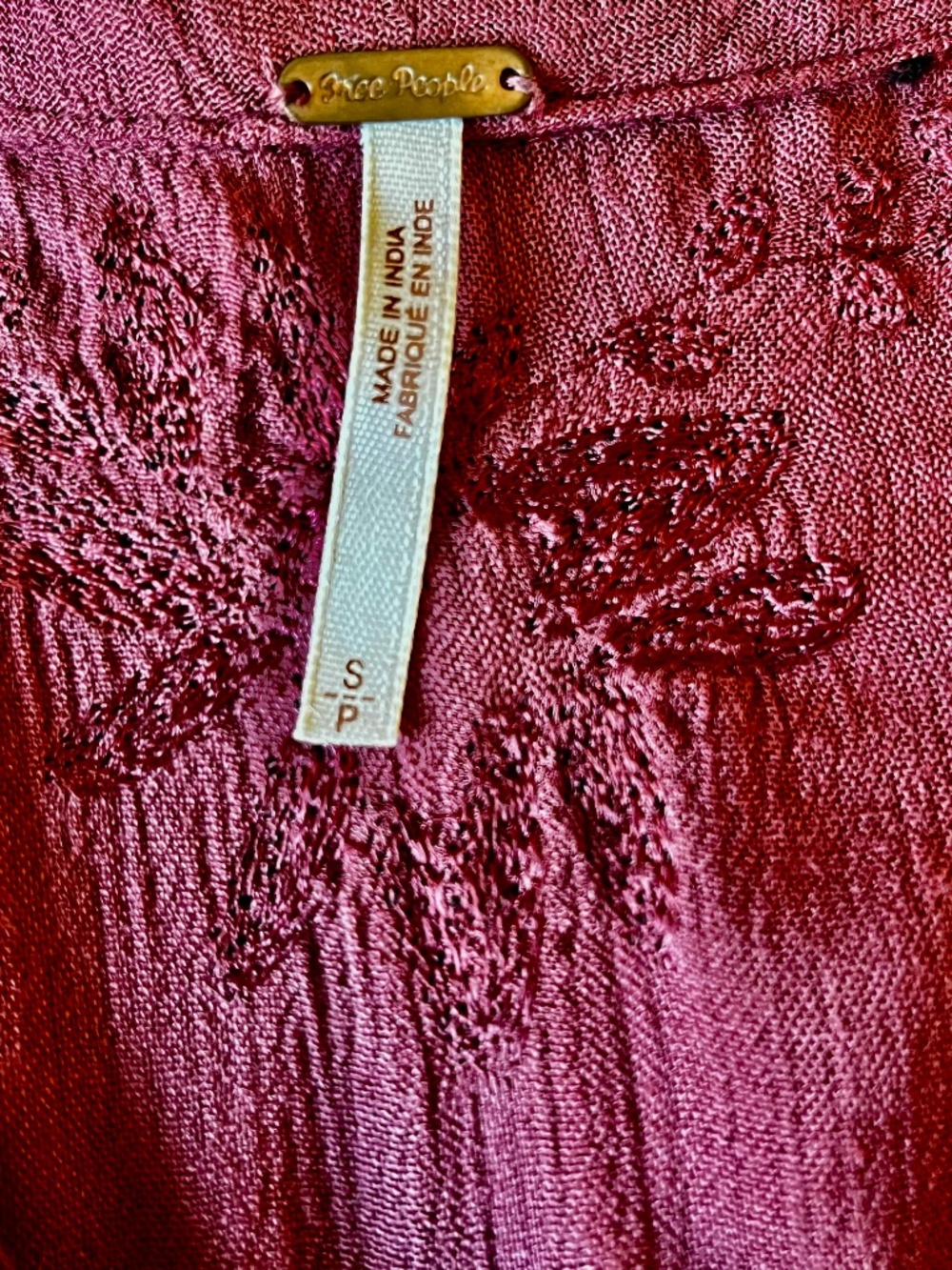 Free People Embroidered Fable Deep Pink Maxi Dress size small - Picture 8 of 8